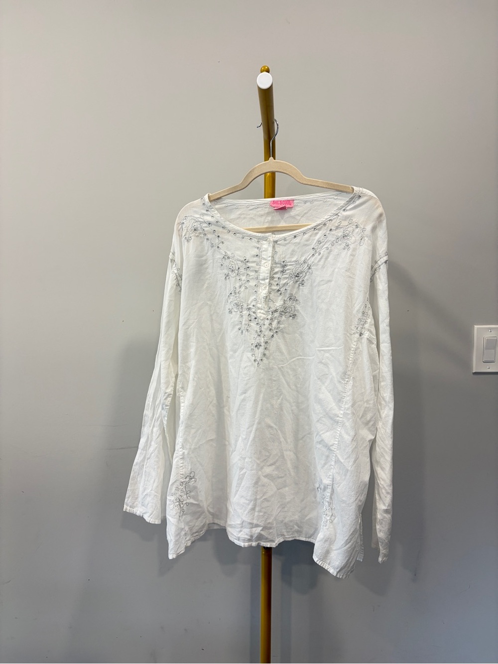 She’s Cool 100% Cotton White Tunic with Embroidery and Sequins